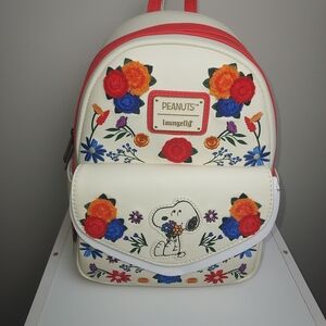 Loungefly Peanuts Floral White Backpack